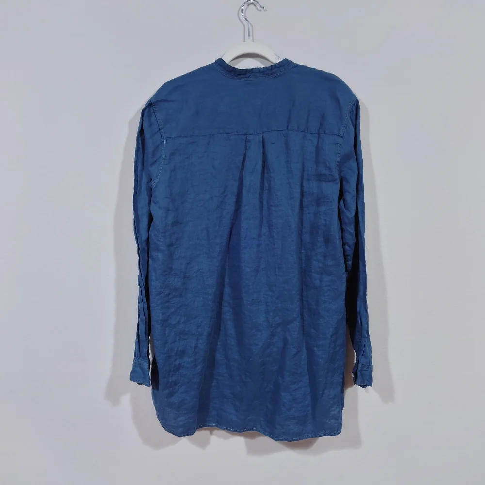 GAP 100% Linen Tunic Shirt Women XL Tall Blue Lightweight Relaxed Coastal - Picture 2 of 8